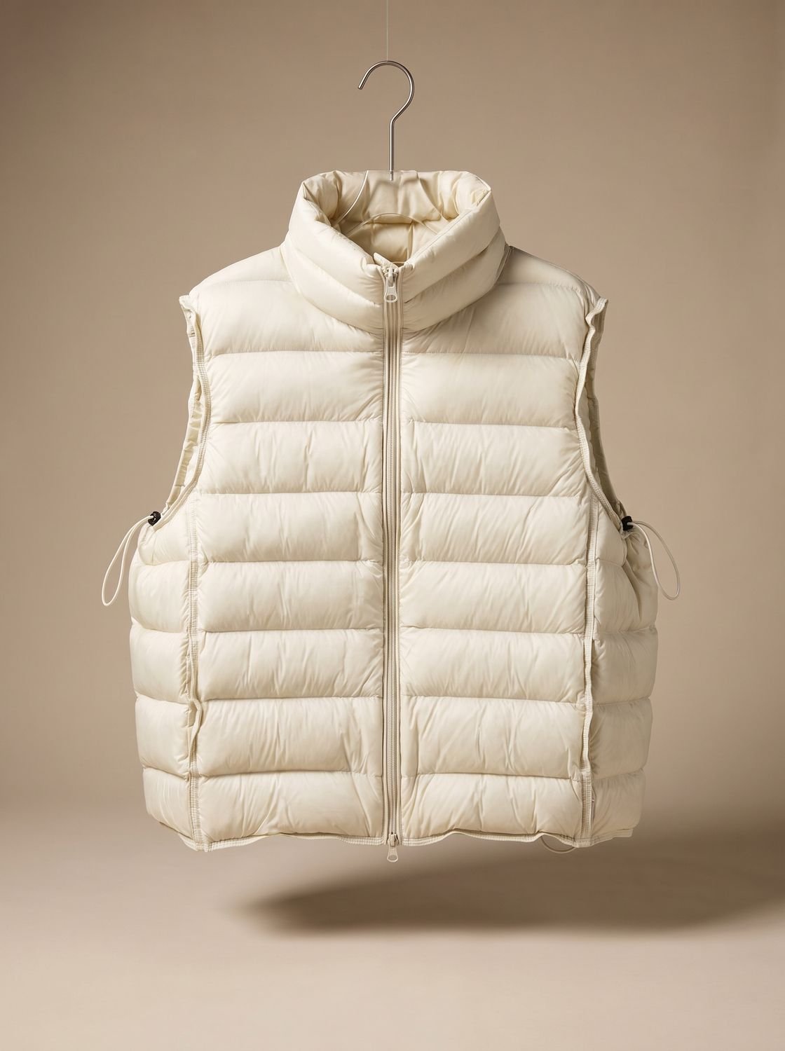 Women quilted sleeveless vest with two-way zip and stand collar