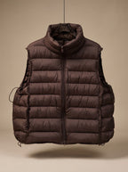 Women quilted sleeveless vest with two-way zip and stand collar