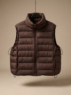 Women quilted sleeveless vest with two-way zip and stand collar