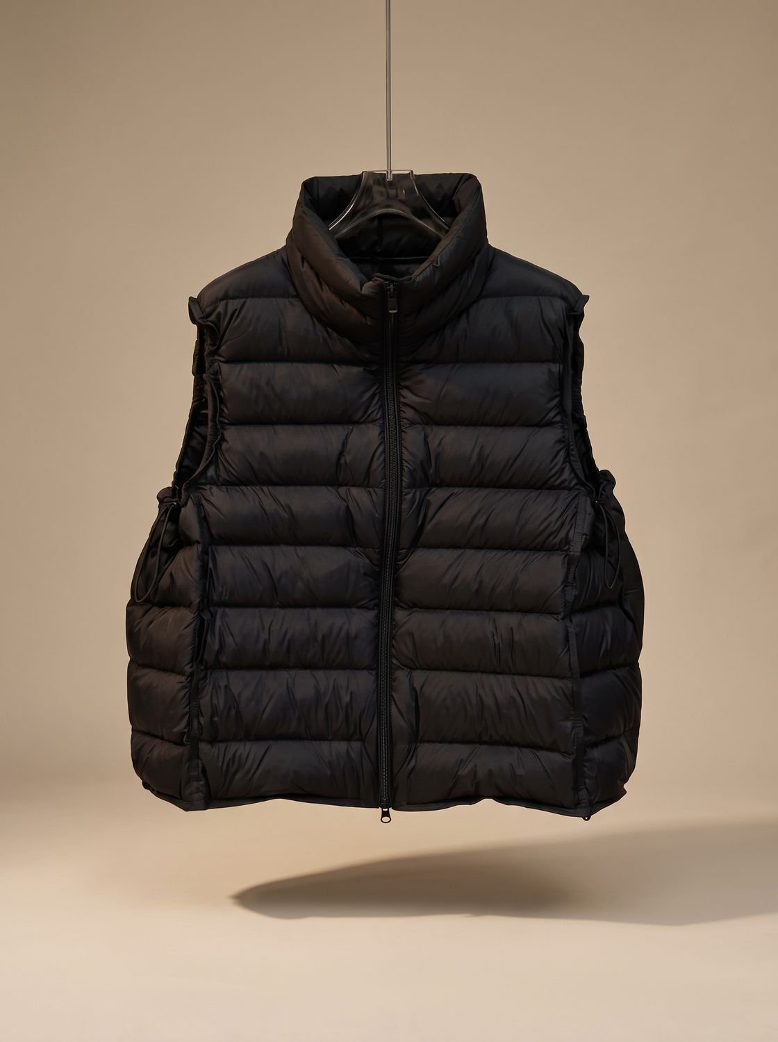 Women quilted sleeveless vest with two-way zip and stand collar