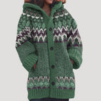 Women knit cardigan Fair Isle pattern with hood regular fit