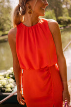 Women's summer dress lightweight fitted silhouette with side slit