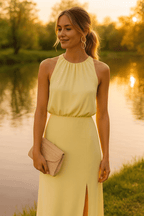 Women's summer dress lightweight fitted silhouette with side slit