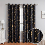 2 piece blackout curtains bronzing marble print ring top for bedroom and living room