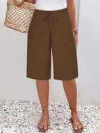 Women's drawstring shorts with elasticated waistband, soft-touch breathable fabric, casual fit