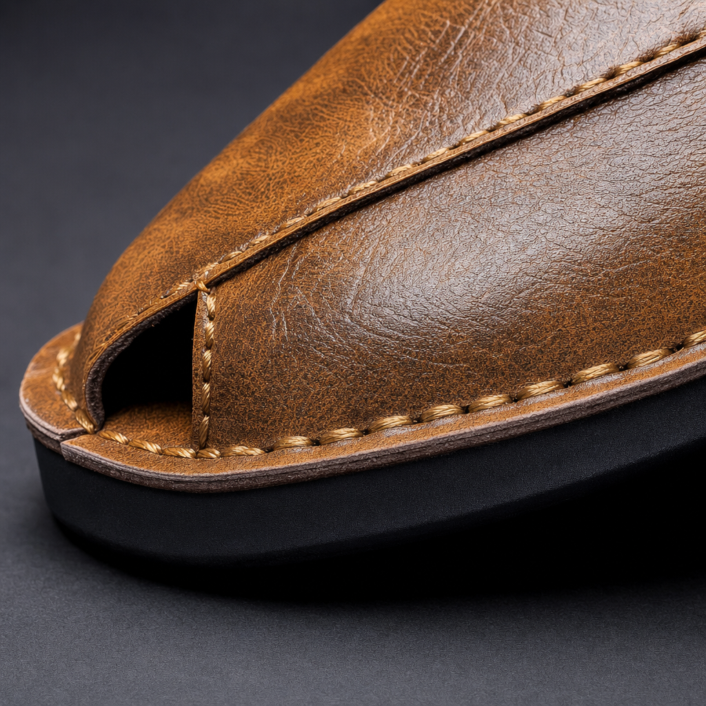 Men's Leather Mules | Backless Slip-On Textured Comfort Shoes