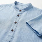 Men's linen shirt casual breathable soft, available in light blue, dark blue, gray and white