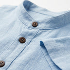 Men's linen shirt casual breathable soft, available in light blue, dark blue, gray and white