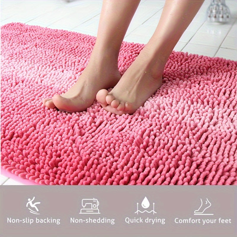 Chenille bath mat non-slip quick-dry for bathroom and entrance