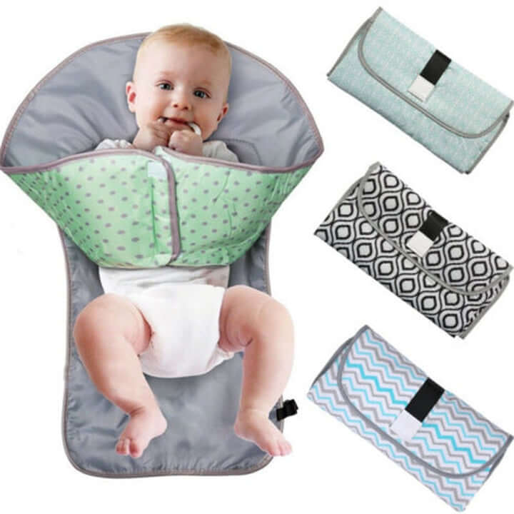 Baby changing mat with toy holder and side barriers, waterproof foldable, 0–24 months