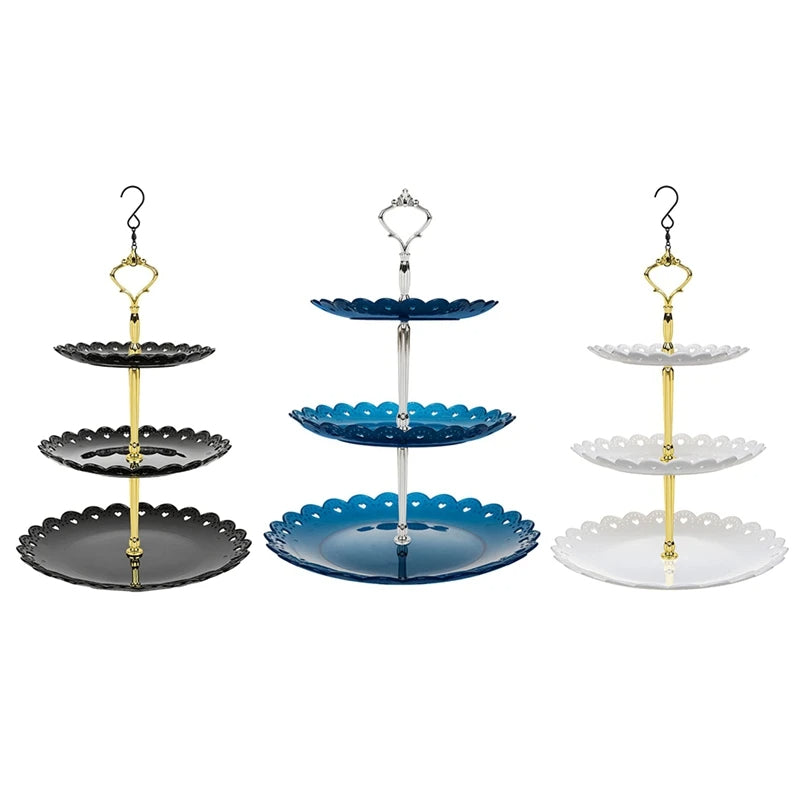 3-tier hanging bird feeder and bird bath combo, weather-resistant plastic, blue