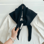 Triangle knit scarf in wool blend, versatile headscarf and shoulder wrap for women