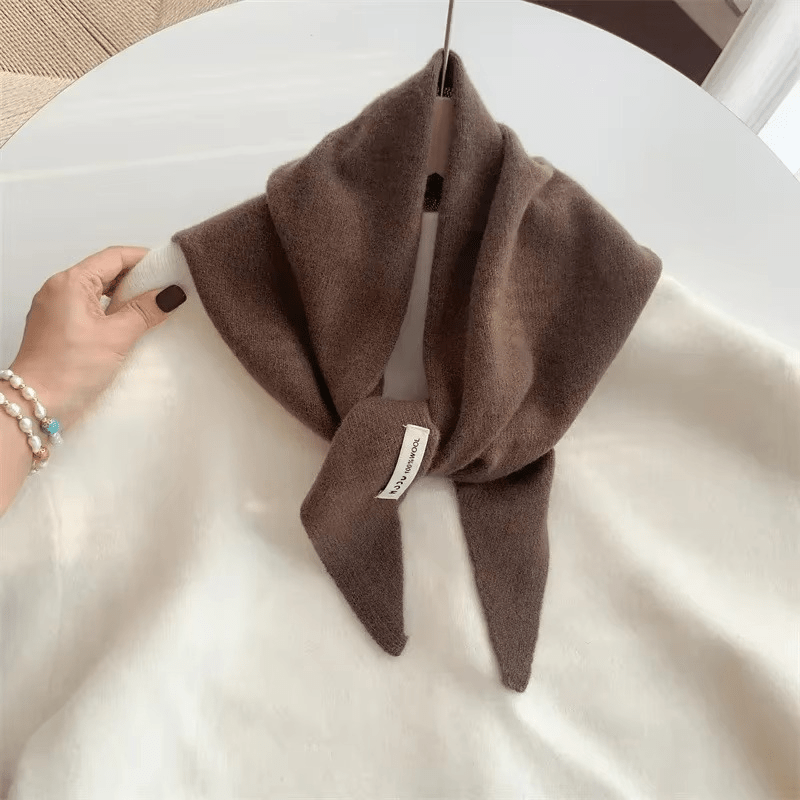 Triangle knit scarf in wool blend, versatile headscarf and shoulder wrap for women