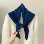 Triangle knit scarf in wool blend, versatile headscarf and shoulder wrap for women
