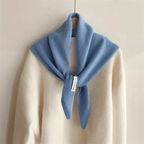 Triangle knit scarf in wool blend, versatile headscarf and shoulder wrap for women
