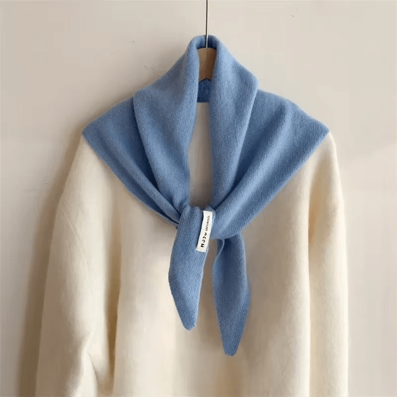 Triangle knit scarf in wool blend, versatile headscarf and shoulder wrap for women