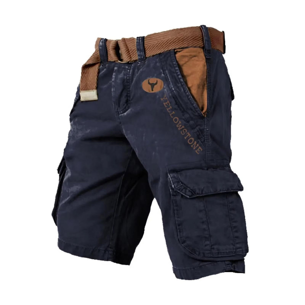 Men's cargo shorts with six pockets, stretch cotton fit, relaxed modern cut
