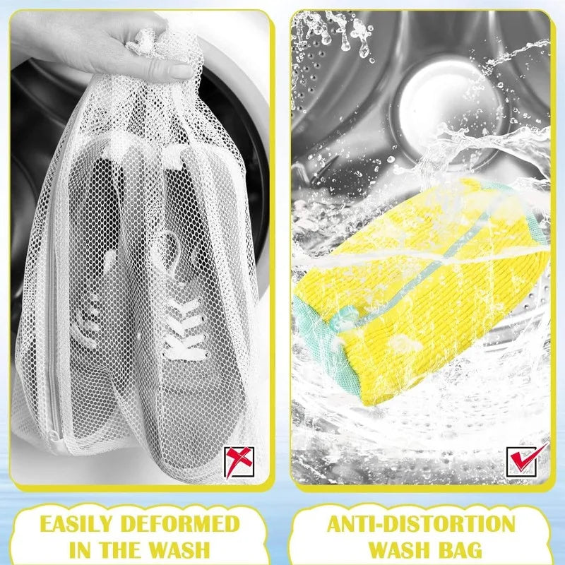 2 pack shoe washing bag for laundry machine with zipper and drying hook