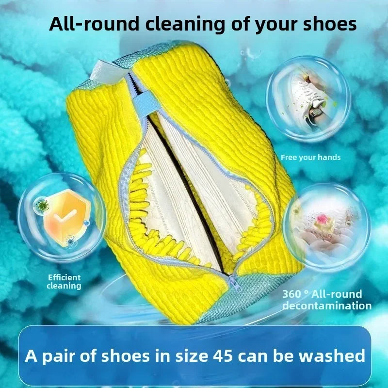 2 pack shoe washing bag for laundry machine with zipper and drying hook