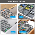Drawer organizer 3-tier foldable plastic multi-compartment for cosmetics and office supplies
