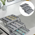 Drawer organizer 3-tier foldable plastic multi-compartment for cosmetics and office supplies