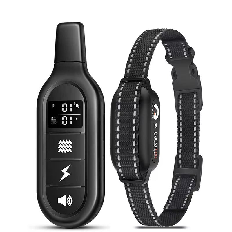 Black dog training e-collar with 1000m remote range, waterproof and rechargeable