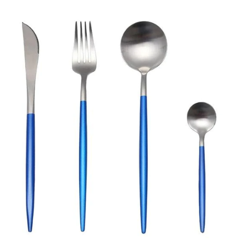 Cutlery set 24-piece gold and silver stainless steel luxury dining flatware