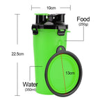 2-in-1 collapsible pet water bottle and feeder, 350ml food-grade silicone, portable