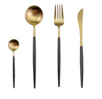 Cutlery set 24-piece gold and silver stainless steel luxury dining flatware