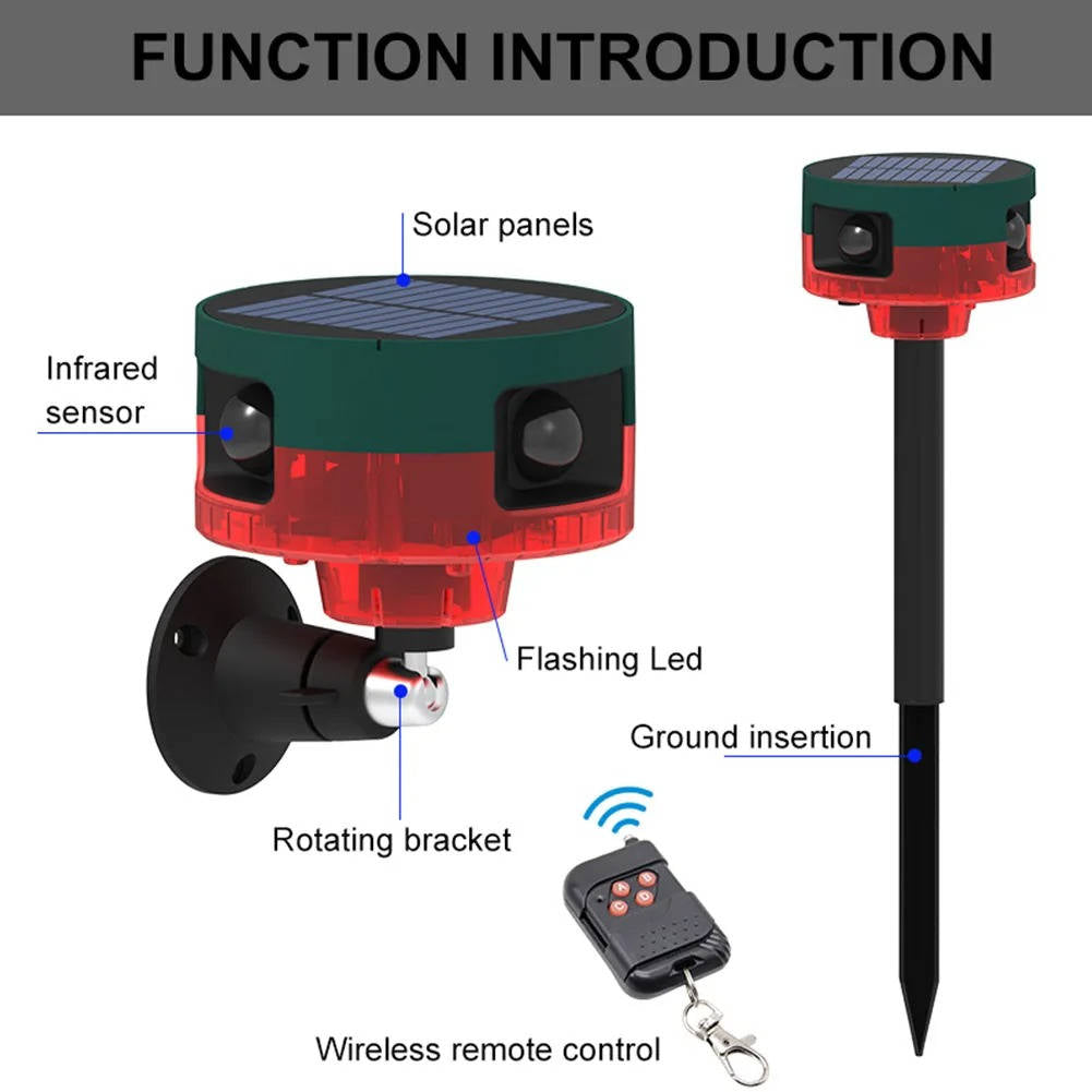 Solar pest repeller 360 degree motion detection IP55 garden bird deer rabbit