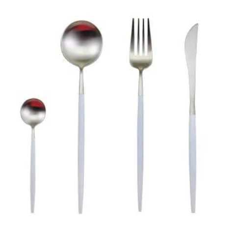 Cutlery set 24-piece gold and silver stainless steel luxury dining flatware
