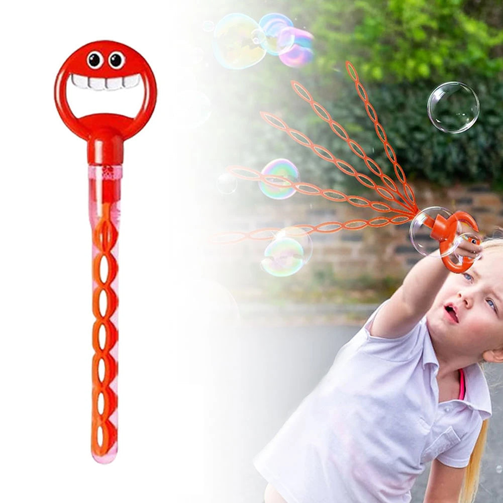 32-hole smiling face bubble wand kids outdoor toy, colorful bubbles