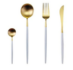 Cutlery set 24-piece gold and silver stainless steel luxury dining flatware