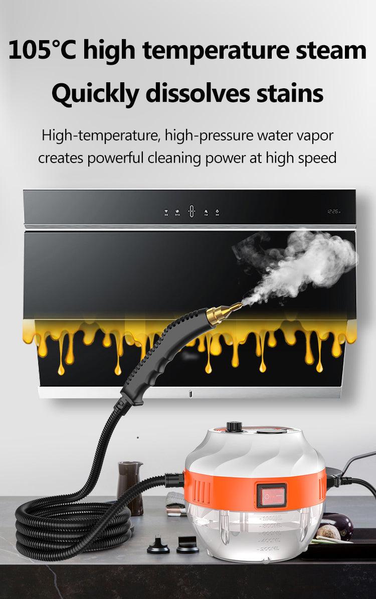 Steam cleaner 2800W high pressure for kitchen and car, chemical-free