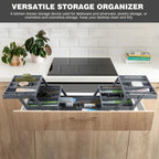 Drawer organizer 3-tier foldable plastic multi-compartment for cosmetics and office supplies