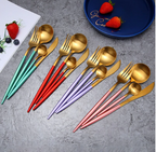 Cutlery set 24-piece gold and silver stainless steel luxury dining flatware