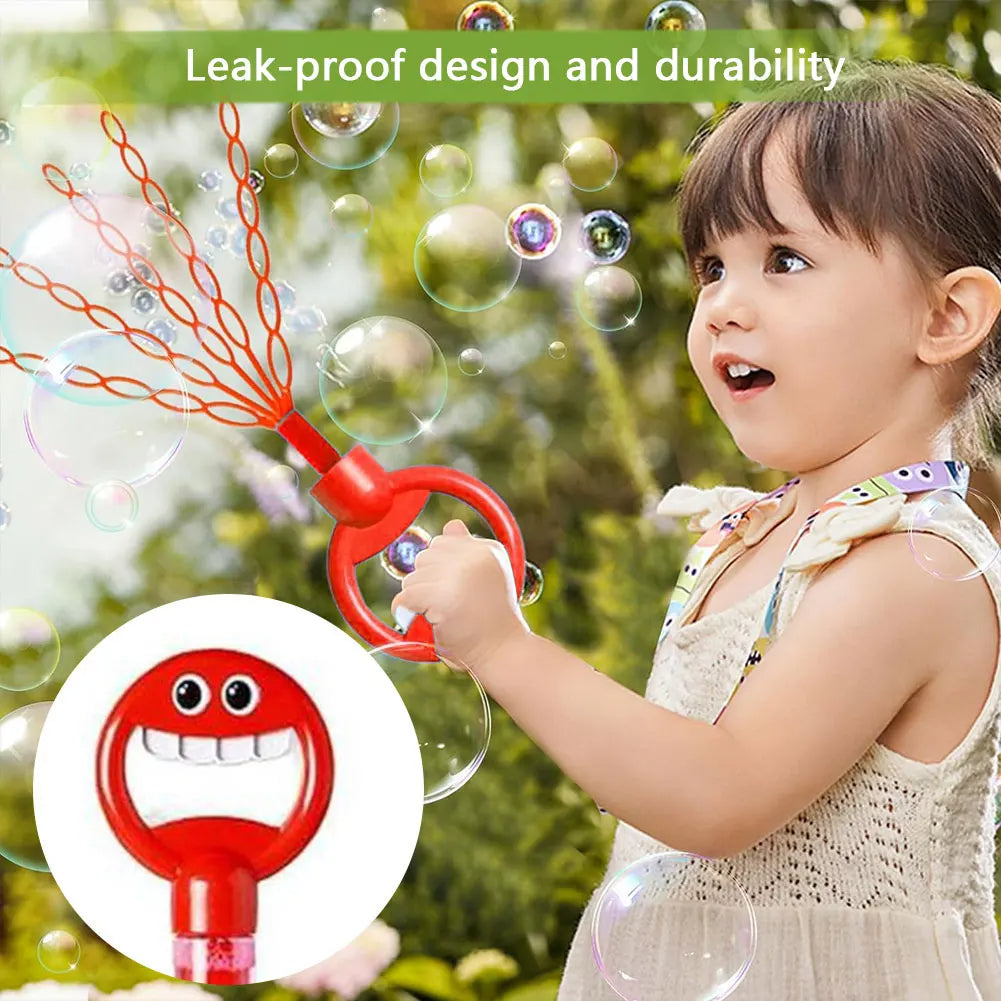32-hole smiling face bubble wand kids outdoor toy, colorful bubbles