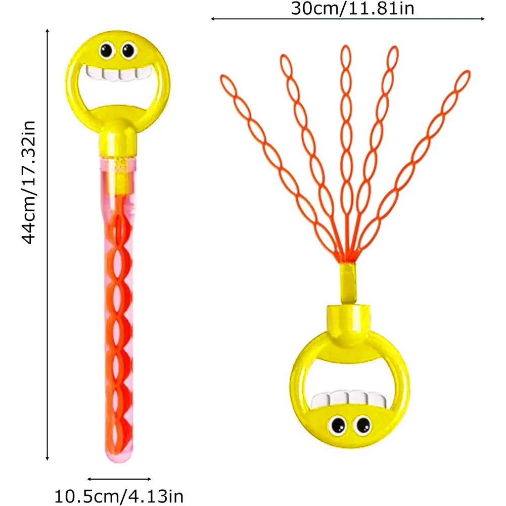 32-hole smiling face bubble wand kids outdoor toy, colorful bubbles