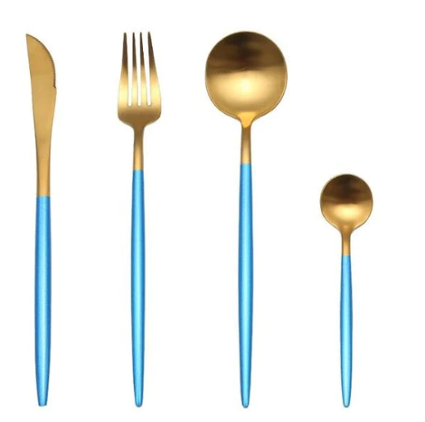 Cutlery set 24-piece gold and silver stainless steel luxury dining flatware