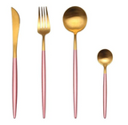 Cutlery set 24-piece gold and silver stainless steel luxury dining flatware