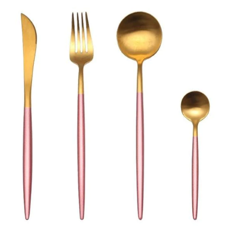 Cutlery set 24-piece gold and silver stainless steel luxury dining flatware