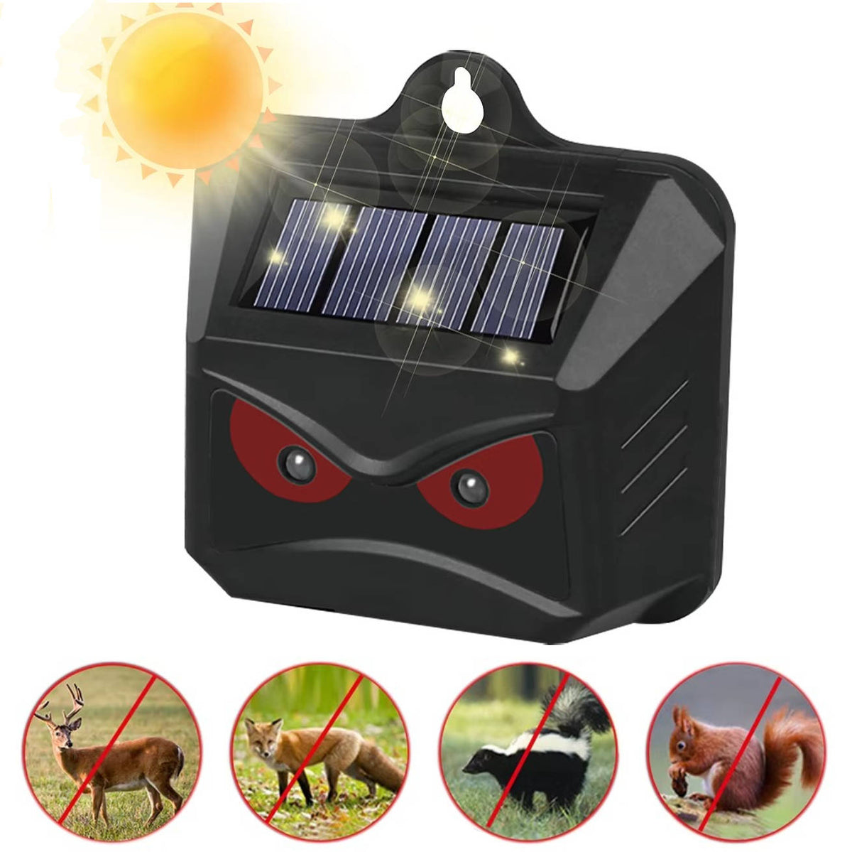 Solar ultrasonic animal repellent 2-pack, weatherproof outdoor pest control stake