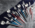 Cutlery set 24-piece gold and silver stainless steel luxury dining flatware