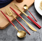 Cutlery set 24-piece gold and silver stainless steel luxury dining flatware