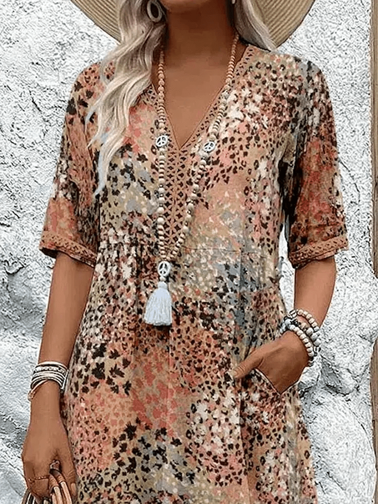 Women A-Line Dress with adjustable shoulder straps loose fit