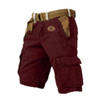Men's cargo shorts with six pockets, stretch cotton fit, relaxed modern cut