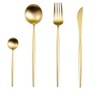 Cutlery set 24-piece gold and silver stainless steel luxury dining flatware