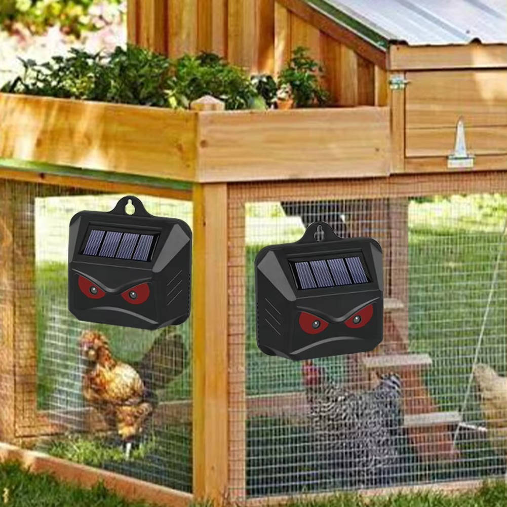Solar ultrasonic animal repellent 2-pack, weatherproof outdoor pest control stake