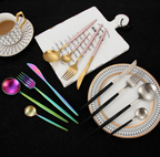 Cutlery set 24-piece gold and silver stainless steel luxury dining flatware