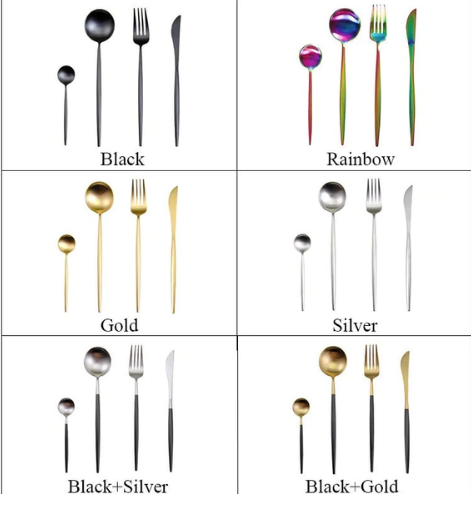 Cutlery set 24-piece gold and silver stainless steel luxury dining flatware